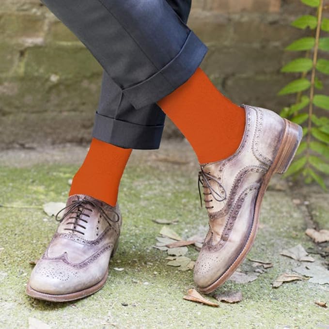 Feraricci Solid Color Casual Dress Socks for Men - Colorful & Comfortable Crew Socks