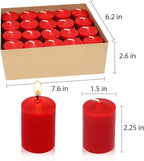 15 Hour Red Votive Candles, Unscented 1.5 Inch Diameter Wax Candles for Wedding, Party & Home, 1.5"D x 2.25"H