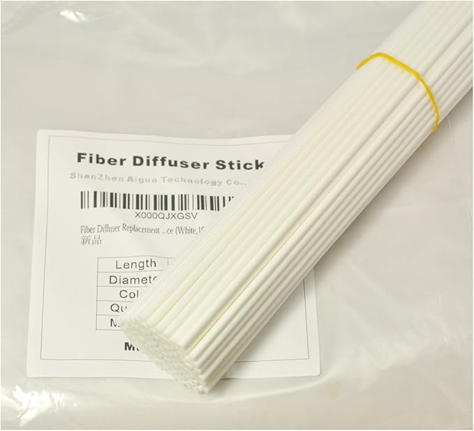 100 Pieces Fiber Reed Diffuser Replacement Refill Sticks (12" x 3mm, White)