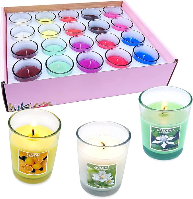 20 Packs Scented Aromatherapy Candle with 10 Fragrances, 1.8 Oz Soy Votive Candle for Home Decoration, Candle Gifts Baskets for Christmas Thanksgiving Anniversary