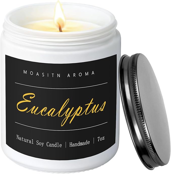 MOASITN Eucalyptus Natraul Soy Candle| Clove,Eucalyptus,Ambergris Highly Scented Candles for Home| Clean Burn Longlasting Aromatheraphy Candel| Women,Men Gift for Relaxing,Housewarming,Birthday|7oz