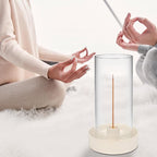 Multi-Functional Incense Burner Holder - Perfect for Incense Sticks, Palo Santo, Sage, and More! Fashionable and Simple Design with a Removable Glass Cover for Anti-Flying Ash.