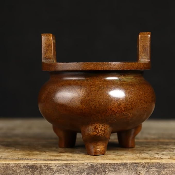 Brass Incense Burner Chinese Traditional Incense Burner Kit Zen Copper Incense Burner Office Home Yoga Room Sandalwood Burner Decoration Censer