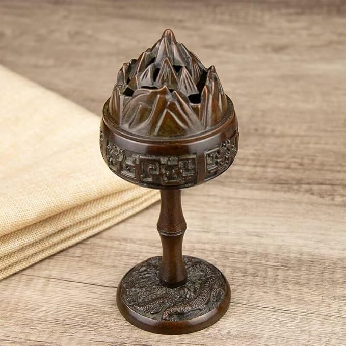 Copper Incense Burner Chinese Brass Incense Burner Kit Traditional Zen Incense Burner Antique Style Office Yoga Home Decor 3 * 3 * 7.1IN 1.3LB