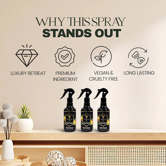 Room Spray Freshener - Long-Lasting Luxury Scents - Room and Linen Spray for Bedding, Sheets, Fabric, Furniture for Aromatherapy - 10.14 fl oz (Mango)