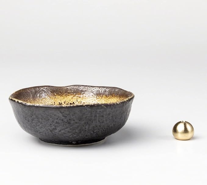 Asayu Japan Small Mini Incense Holder for Sticks 3.3 inch (83mm), Made in Japan Ceramic Ash Catcher & Brass Incense Burner Set for Relaxation, Yoga - Small Mini Traditional Japan Incense Holder