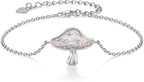 TYSO Mushroom Bracelet 925 Sterling Silver White/Pink/Blue Opal Mushroom Bracelet Jewelry Gift for Women