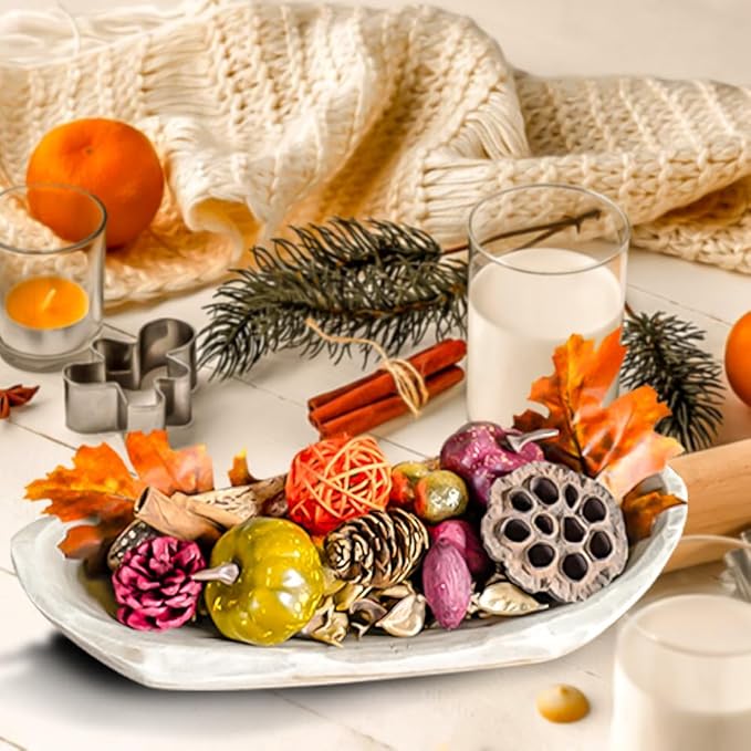 Qingbei Rina Fall Potpourri with Pumpkin, Cinnamon Scented Potpourri Bowl Filler,Thanksgiving Decorative Dried Flowers,Home Fragrance Sachet, Vase Fillers,Bathroom Decor(14oz)