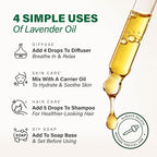 KUKKA Lavender Essential Oils - 4 Fl Oz - for Hair, Skin, Diffuser, Aromatherapy & DIY Soap Making Scent