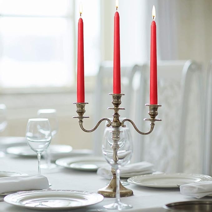 14 Pack Red Taper Candles - Taper Candles 12 Inch Dripless, Smokeless & Unscented - 10 Hours Long Burning - Hand Poured Tall Candlesticks - Ideal for Weddings, Dinner Parties, and Home Decor