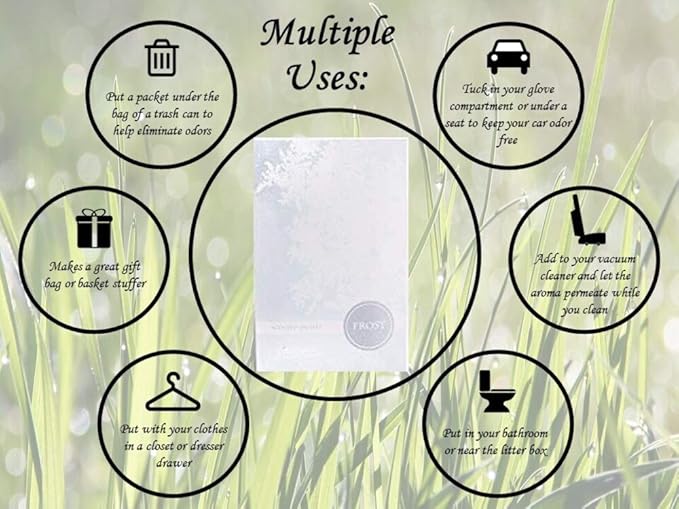 Floral Simplicity Frost Scented Sachets Pack of 6, Fall & Winter - Long-Lasting Scented Bags, Home Fragrance & Deodorizer, Air Freshener & Deodorizer for Closet, Room, or Cars, Made in USA