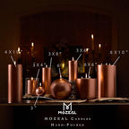 MOZEAL 3" x 8" Hand-Poured Unscented Large Candle, Smokeless Rustic Pillar Candle Set of 2, Slow Burn, No Drip, Approx 150 Hours Burning, Wedding, Dinner, Fall and Home Decorative, Tall Copper Candle