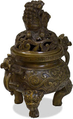 China Furniture Online Iron Imperial Kirin Chinese Incense Burner, Brown