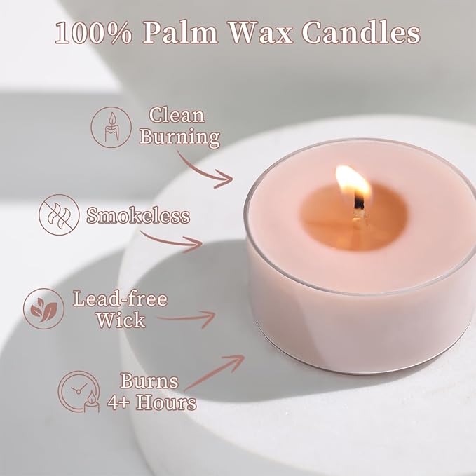 Scented Tea Lights Candles, Bayberry Crush, 16 Pack – Berry Red Scented Tealight Candles – 100% Palm Wax, 6 Hour Burn Aromatherapy Tea Light Votive Candle for Home, Holiday, Dinner