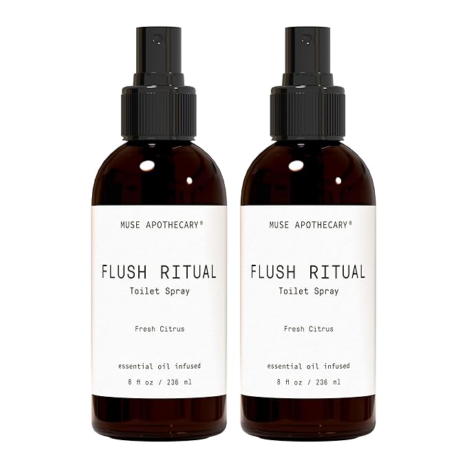 Muse Apothecary Flush Ritual - Aromatic & Refreshing Toilet Spray, Use Before You Go, 8 oz, Infused with Natural Essential Oils - Fresh Citrus, 2 Pack
