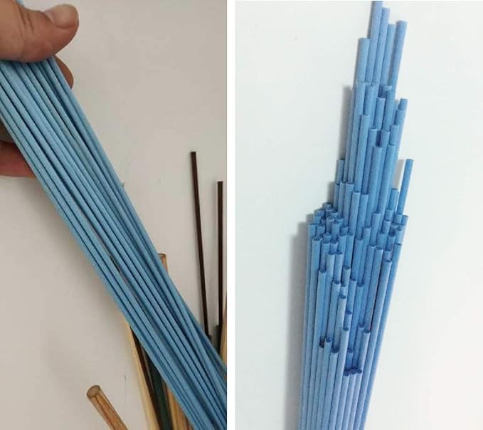 Resafy Reed Diffuser Sticks, Jecnovo Pack of 100 Fiber Sticks with Handmade Linen Bag, Safe and Non-Toxic, 9 Inches Long 3mm Diameter Aromatherapy Diffusers for Home, Spa and Office(Blue)