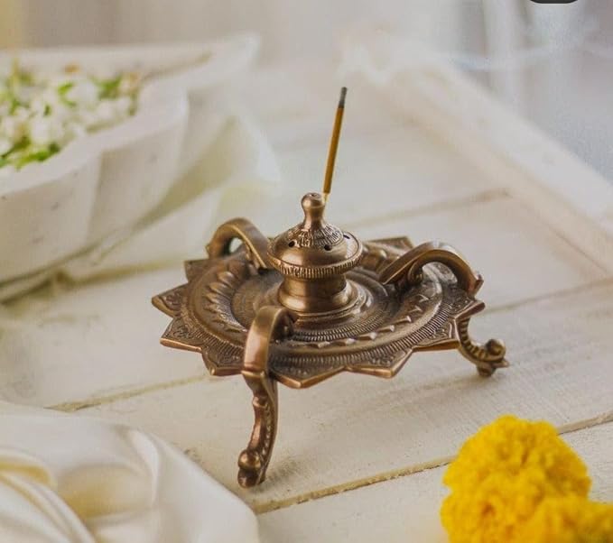 Metal Brass Incense Agarbatti Stand Holder, Puja Accessory, Spiritual and Religious |Size-5" Pbs-Ld-59 Standard Gold