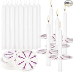 200 White Taper Candles with Drip Protectors Smokeless and Unscented 4.7'' H X 0.47'' D- Handheld Drip Guard,Church for Prayers, Vigil,Memorial Services, Religion,Shabbat, Prayer Candles