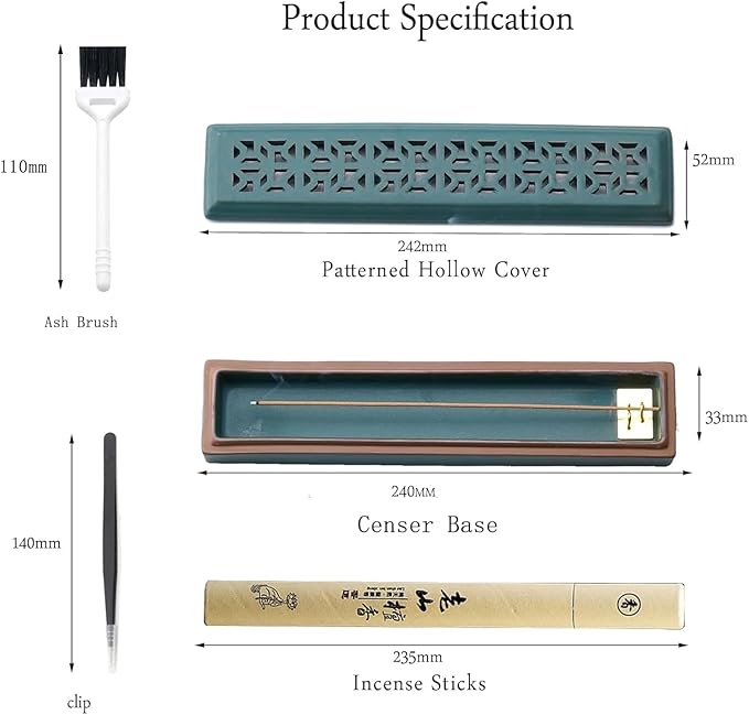 Incense Holder for Sticks，Ceramic Insence-Stick Holder Ash Catcher，Incense Holder Timkburner for Meditation Yoga Spa Room Decor