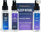 Folkulture Pillow Sprays - Set of 3 | Natural Fragrance Sleep Spray for Pillows, Bedsheets, Blankets | Fabric Freshener Spray Set for Laundry, Bedroom, Home with Essential Oils | Sleep Ritual - 5.1 Oz
