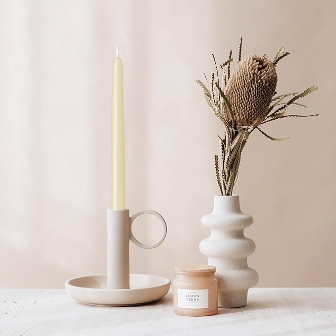 12 Pack Ivory Taper Candles 10 inch - Taper Candles Dripless, Smokeless, Unscented - 8 Hours Long Burning - Hand Poured Tall Candlesticks - Perfect for Home Decor, Weddings, and Special Occasions