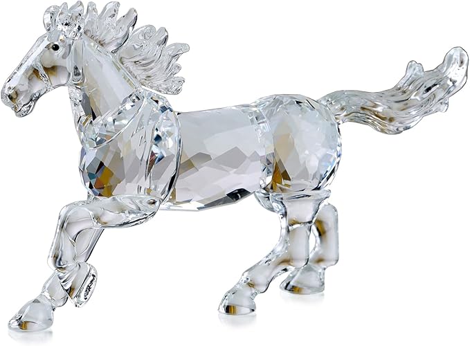 Crystal Horse Realistic Animal Art Figurine Collection Table top Ornament Statue Home Decor (White)