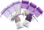 Sachet Empty Bags Linen Fabric Bags Organza Gauze Bags for Lavender, Spice and Herbs (12pcs Purple Drawstring Bag)