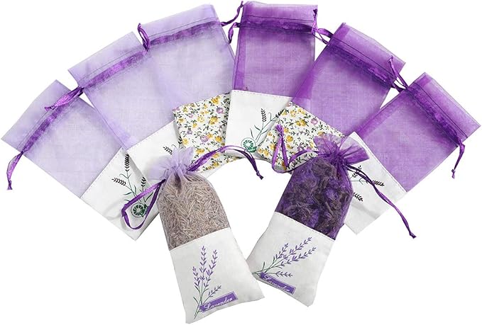 Sachet Empty Bags Linen Fabric Bags Organza Gauze Bags for Lavender, Spice and Herbs (24pcs Purple Drawstring Bag)