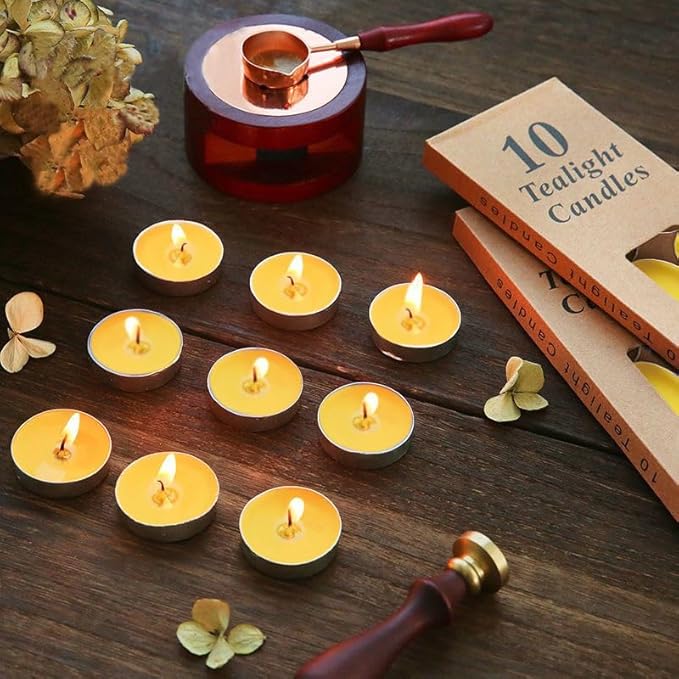 Tea Candles Wedding Party and Home Decoration Votive Parties Tealight Small Wishing Bulk 10 Pack with 1.5-2 Hours Extended Burn Time Mini for Birthday Halloween Emergency Family Gathering(Huang)