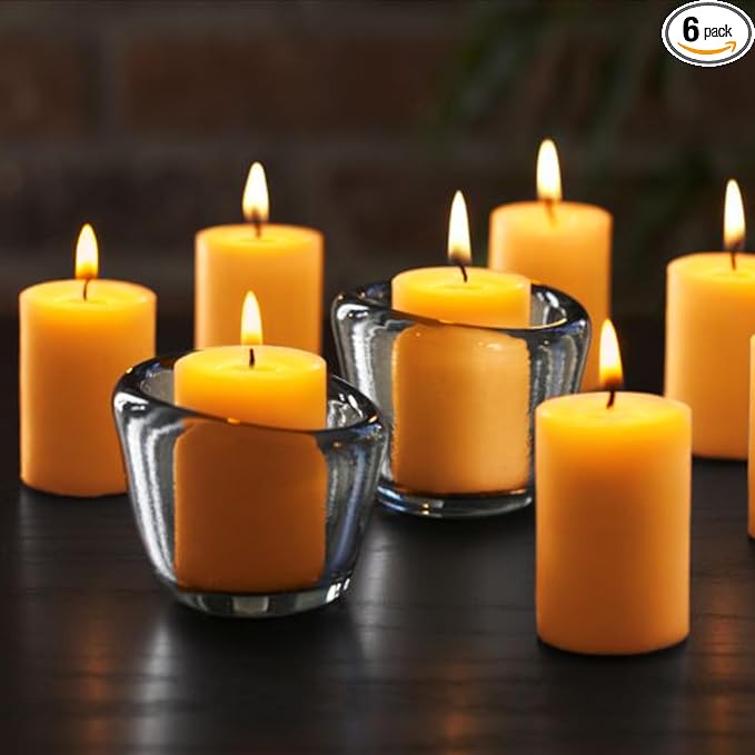 Natural Beeswax Votive Candles,11-12 Hours Unscented Votive Candles Bulk,6 Pack Beeswax Candle for Prayers,100% Pure Bees Wax Candles for Spa Relax