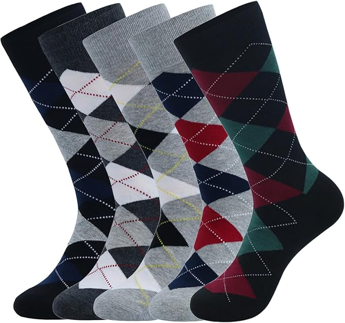 Men's Dress Socks 5 Pairs Mens Cotton Calf Business Formal Socks Soft Breathable Athletic Long Crew Casual Socks