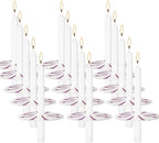 200 White Taper Candles with Drip Protectors Smokeless and Unscented 4.7'' H X 0.47'' D- Handheld Drip Guard,Church for Prayers, Vigil,Memorial Services, Religion,Shabbat, Prayer Candles