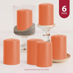 Biedermann & Sons 45-Hour Long Burning Unscented Pillar Candles, Peach, 3 x 4 Inch - Set of 6