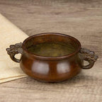 Copper Incense Burner Chinese Brass Incense Burner Kit Traditional Zen Incense Burner Antique Style Office Yoga Home Decor 6.3 * 4.3 * 2.2IN 2.2LB