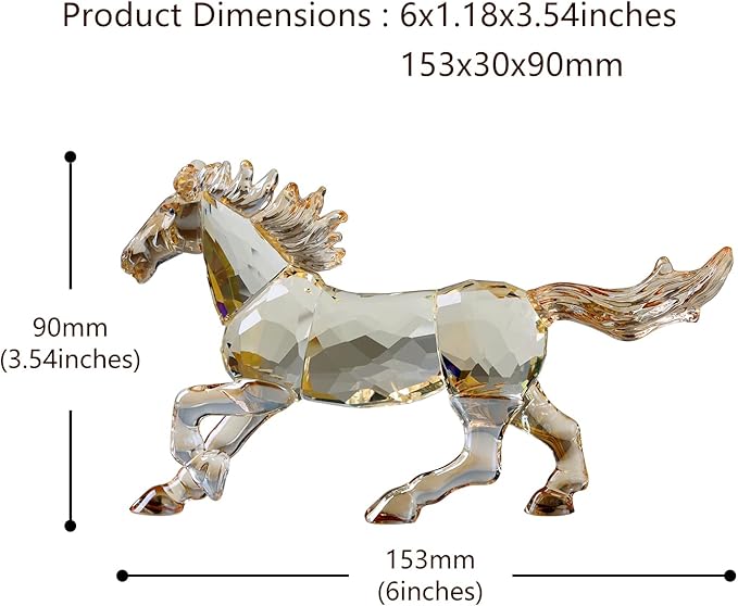 Crystal Horse Realistic Animal Art Figurine Collection Table top Ornament Statue Home Decor (Black)