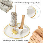 Incense Burner Holder, Palo Santo Holder, Sage Holder for Burning, Incense Holder for Sticks, Candle Holder, 5.9 inches Ceramic Ash Catcher Tray for Meditation Yoga Room