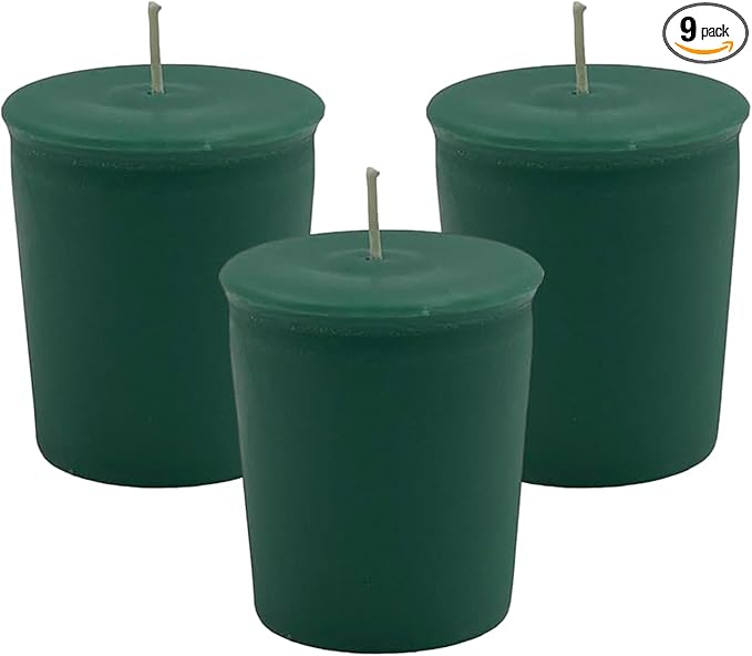 Mister Candle Bayberry Scented Votive Candles, Holiday & Christmas Collection with Essential Oils, 15 Hour Burn Time Each, Made in USA, Set of 9 (Bayberry)