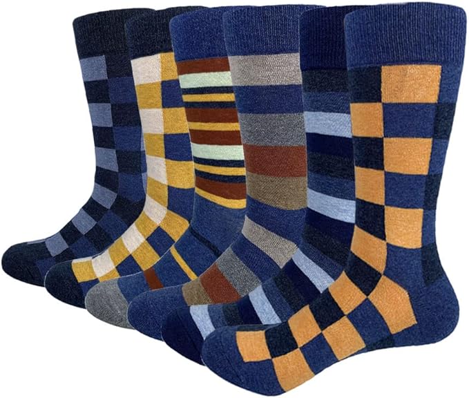 HHX YONLEE Dress Socks 5/6/10 Pairs Crew Argyle Colorful Cotton Novelty Casual Happy Fun