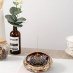 Incense Stick Holder - Ceramic Incense Burner， Crystal Lotus Incense Holder, Incense Burner for Cone, Coil, Sage Cones, Frankincense, and Palo Santo