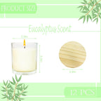 12 Pcs 6 Oz Mini Soy Candles,Eucalyptus Scented Bulk Candle Set,Aromatherapy Candle,Great Stress Relieving Scented Candles for Girls as a Gift for Birthdays, Weddings Party Favors!