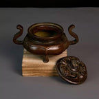 Copper Incense Burner Chinese Brass Incense Burner Kit Traditional Zen Incense Burner Antique Style Office Yoga Home Decor 5.7 * 3.9 * 3.7IN 2.7LB