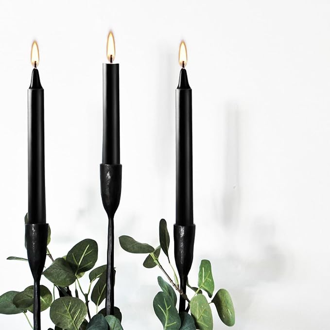 20-Pack of 4-Inch Black Taper Candles - Smokeless, Long-Burning (1.5 Hours Each) - Ideal for Dinners, Parties, Ceremonies, and Shabbat Observances