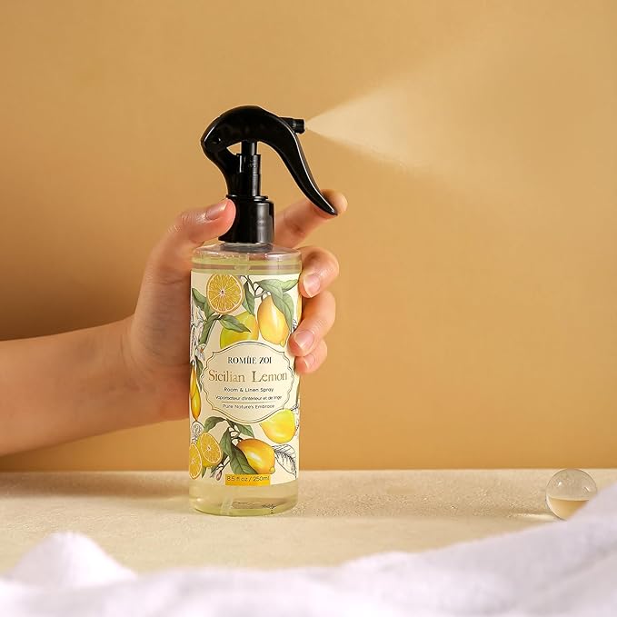Room Spray Lemon, Air Freshener Spray Made with Natural Plant Extract, Scented Room Spray for Home Fragrance Fabric Spray Freshener 8.5 FL OZ