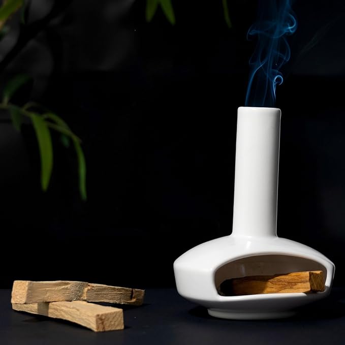 Handcrafted Palo Santo Holder Mini Chiminea Cone Incense Stick Burner Ceramic for Meditation Accessories Unique Design High Temperature Resistance Ideal for Yoga Aromatherapy Relaxation