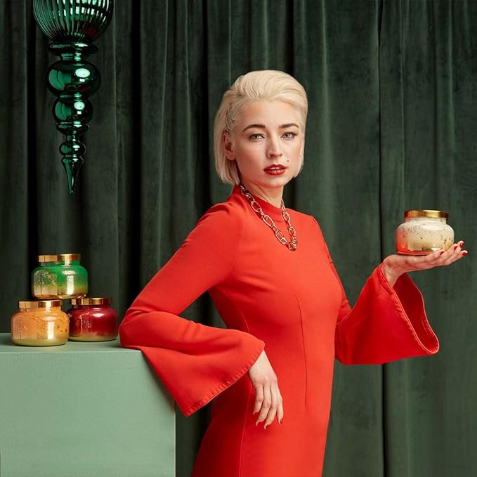 Capri Blue Glimmer Jar Candles - Luxury Holiday Scented Candles for Home - Long Lasting Soy Wax Blend - Scented Holiday & Home Decor - Pumpkin Dulce Signature Jar (19 oz)