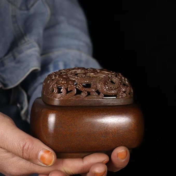 Brass Incense Burner Chinese Traditional Incense Burner Kit Zen Copper Incense Burner Office Home Yoga Room Sandalwood Burner Decoration Censer