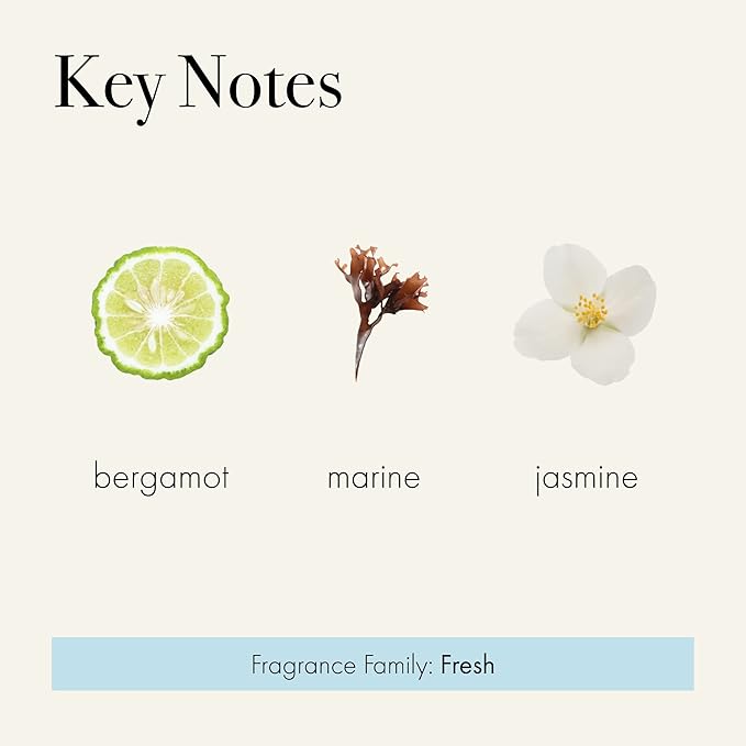 LAFCO New York Classic Reed Diffuser, Marine - 6 oz - Up to 3 Months Fragrance Life - Reusable Glass Vessel - Natural Wood Reeds - Made in The USA