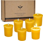 Pure Beeswax Votive Candles-6 Pack Natural Votives Set for Home Room Decor Party Wedding Spa Gift,12 Hours Burn