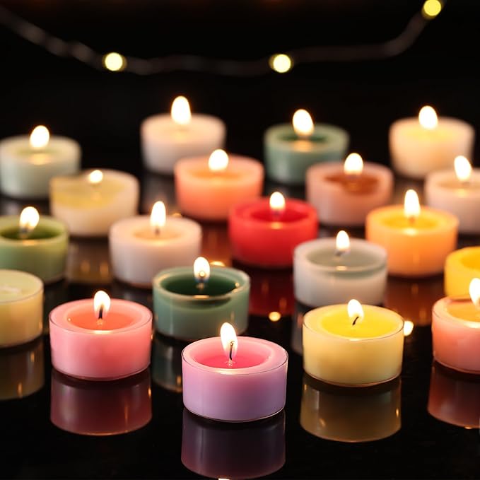Scented Tea Lights Candles, Lavender Twilight, 48 Pack – Purple Scented Tealight Candles – 100% Palm Wax, 6 Hour Burn Aromatherapy Tea Light Votive Candle for Relaxation, Spa, Yoga, Home Decor