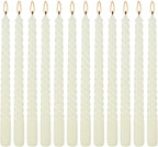 12 Pack 10 inch Ivory Spiral Taper Candles - Dripless, Smokeless, Unscented - 7 Hour Long Burning - Hand Poured Tall Candlesticks - Perfect for Dinner,Party,Wedding and Home Decoration.